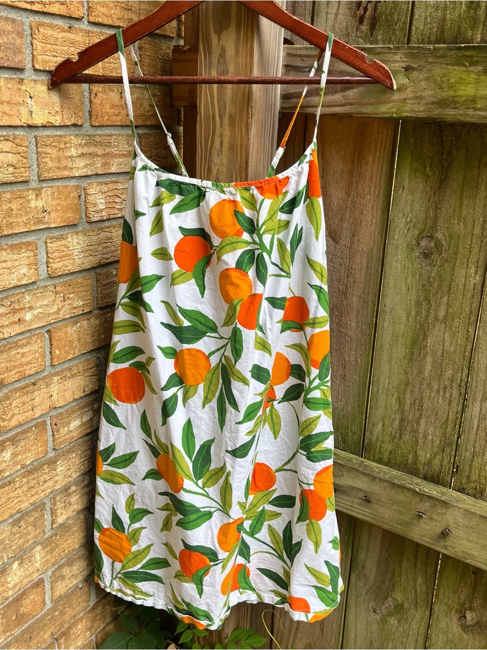 Printfresh White Dress with Orange & Green Citrus Print 100% Organic Cotton